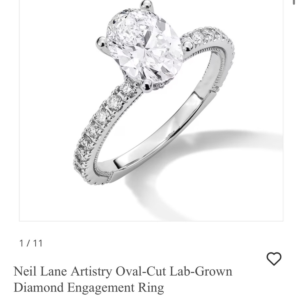 Neil Lane Artistry Silver Oval-Cut Engagement Ring